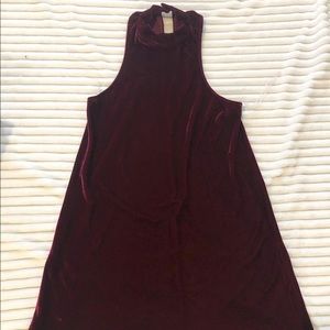 Velvet maroon high neck dress
